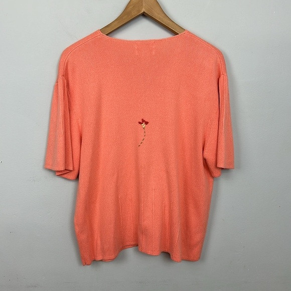 Christopher & Banks Hand Embroidered Short Sleeve Sweater Top Sz XL - Picture 8 of 12
